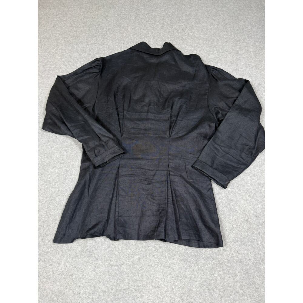 Kenneth Gordon Womens Size 8 Irish Linen Black Button Up - Picture 2 of 14